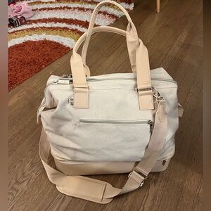 Beis Weekender Canvas Tote Bag with Leather Accents